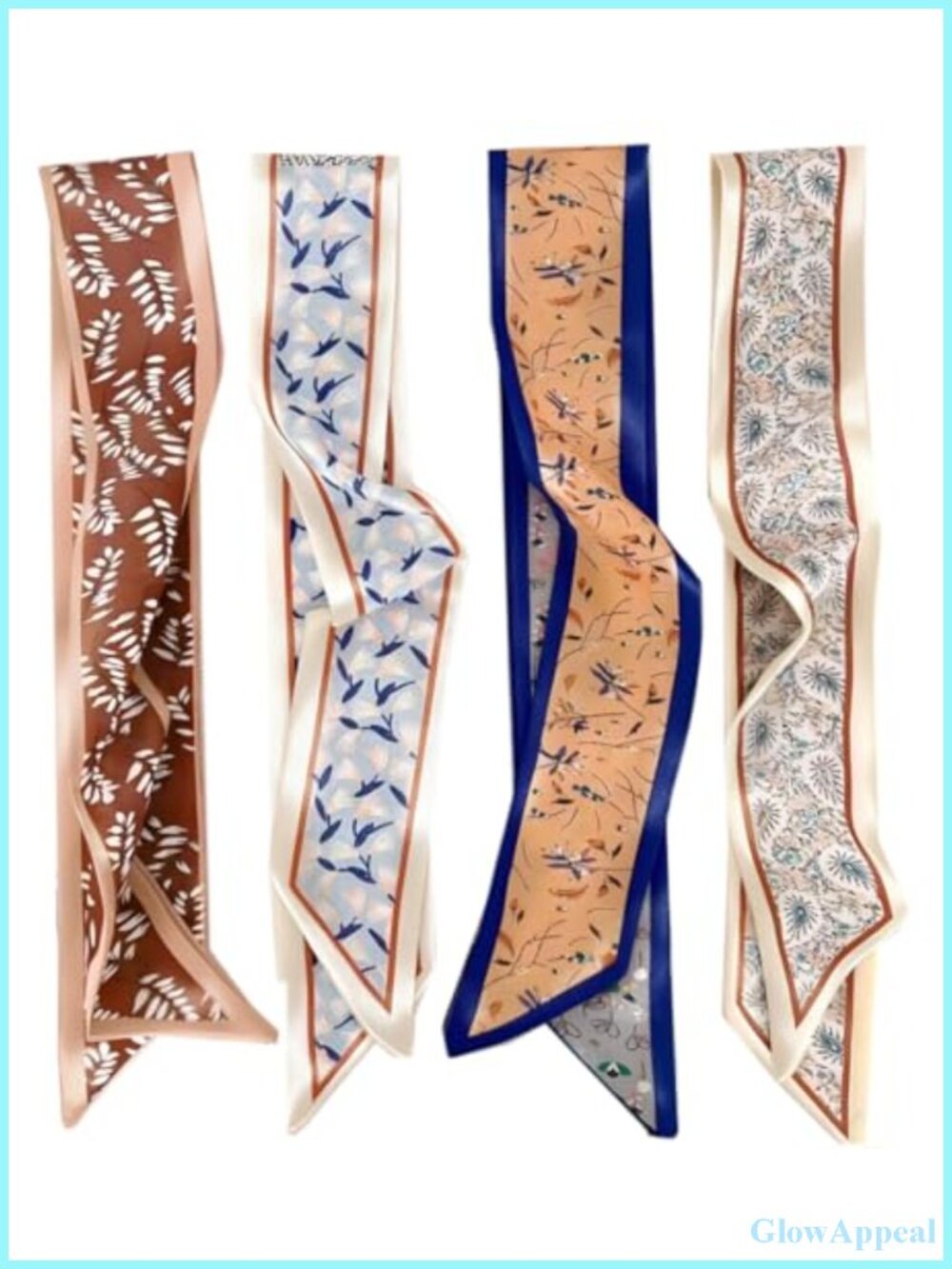 4 Pack Silk Scarves for Handbags Hair Wrap Headband Neck Scarf Women Gift